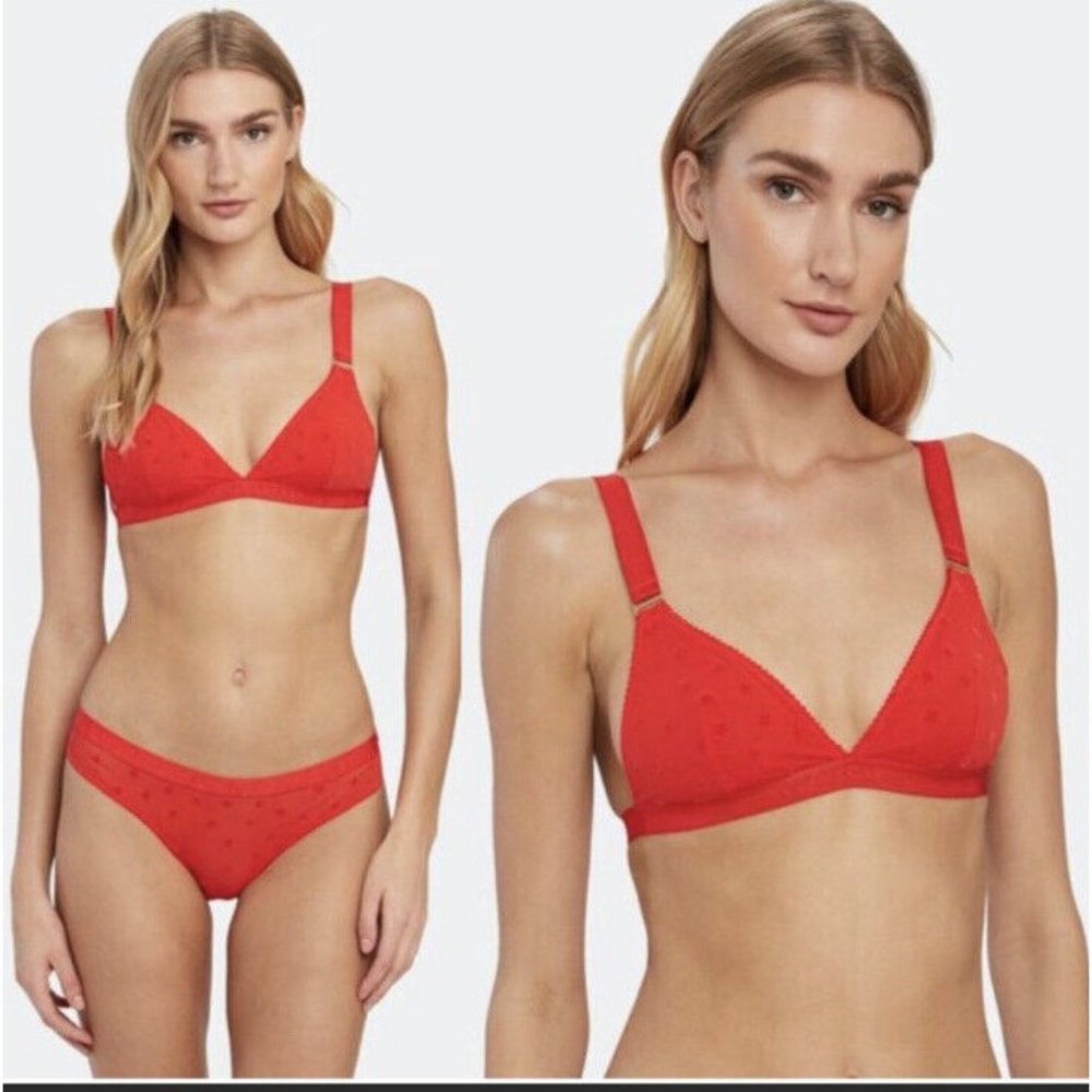 $85 Stella McCartney Red Betty Twinkling Star Soft Triangle Cup Bra SZ SM